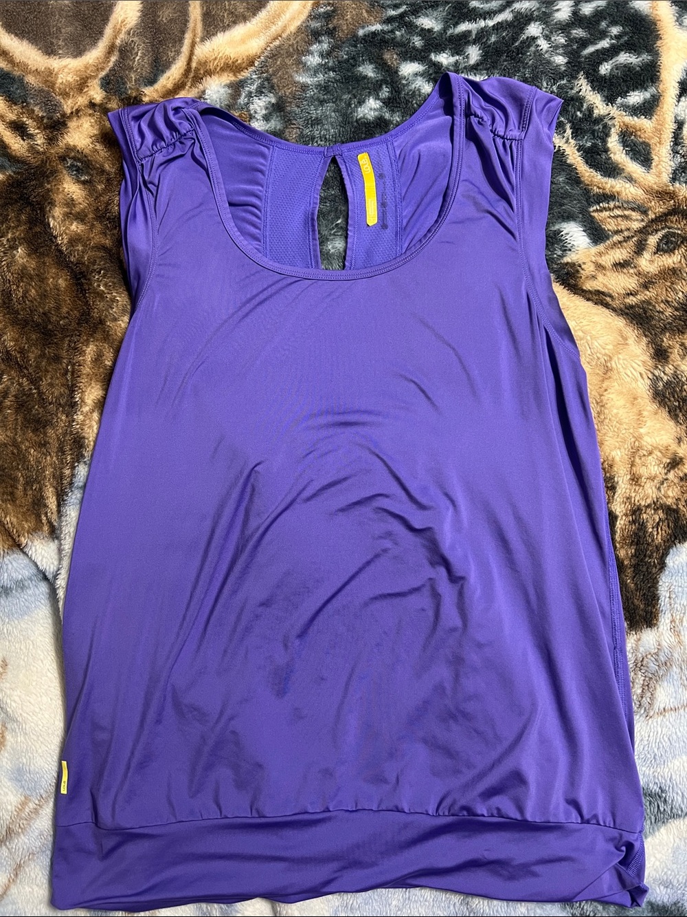 Lole Purple Scoop-Neck Tank with Gathered Cap Sleeves